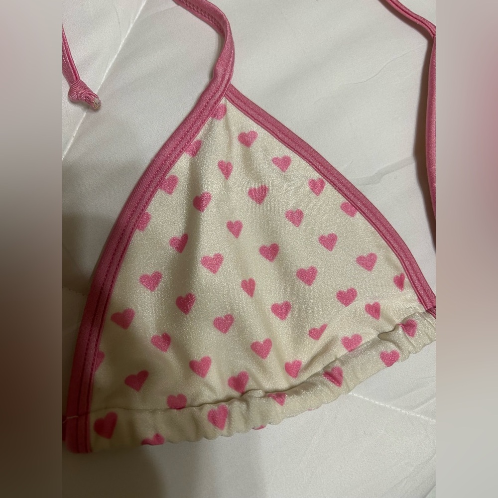 Beach Bunny Pink White Heart Barbie bikini halter top doll small - Picture 3 of 6